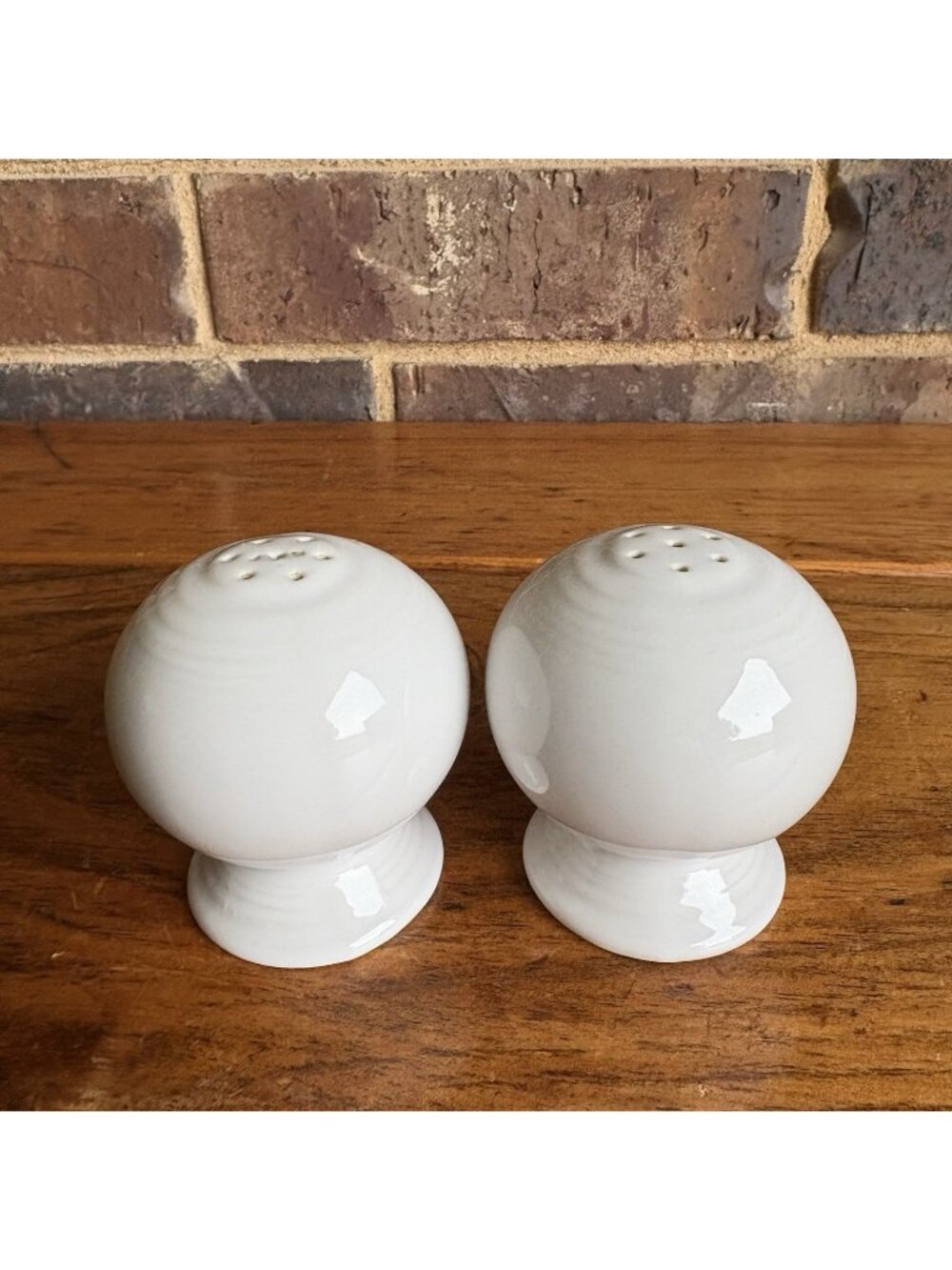 Fiesta FIESTAWARE Salt & Pepper Shakers White Ball Shape Ceramic Made USA
